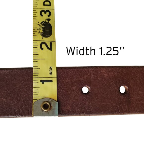 Vintage POLO Ralph Lauren Brown Leather Belt Split Buckle Design Engraved Sz M - Picture 7 of 11